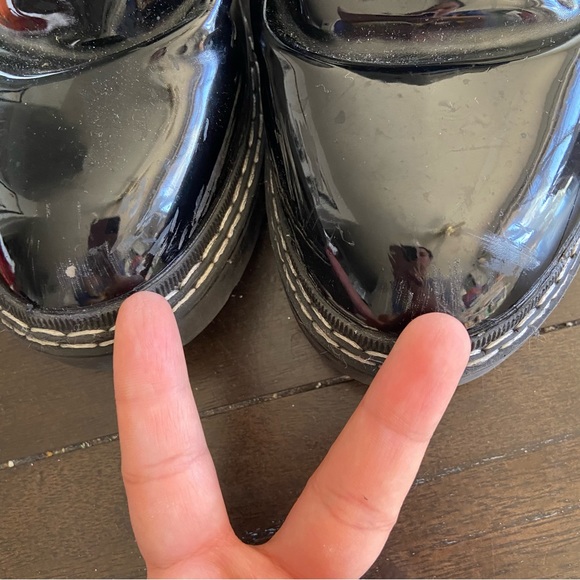 River Island Wide Fit Chunky Black Patent Chelsea Boots Size 39 - Picture 12 of 14